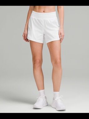 lululemon athletica Track That Mid-rise lined short 5” in white